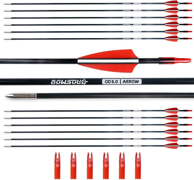 BOWSOUL 31“ Archery Arrows Training Practice Target Arrows for Kids Youth or Beginners Streamlined Points Durable Shaft on Recurve Bows Youth Bow and Longbows(Pack of 12) - Image 1